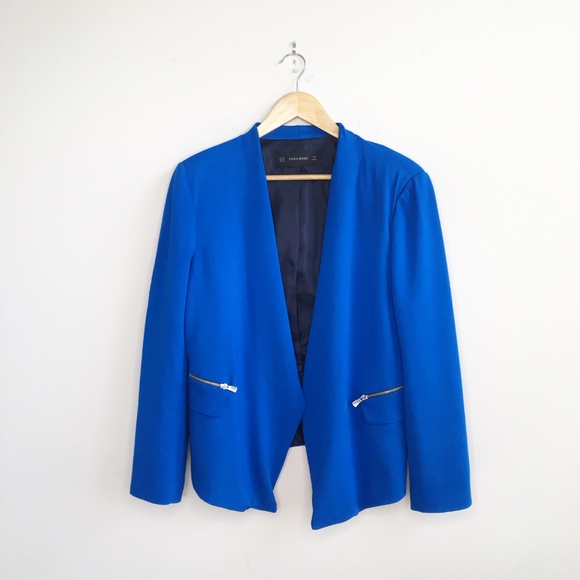 zara basic blue blazer